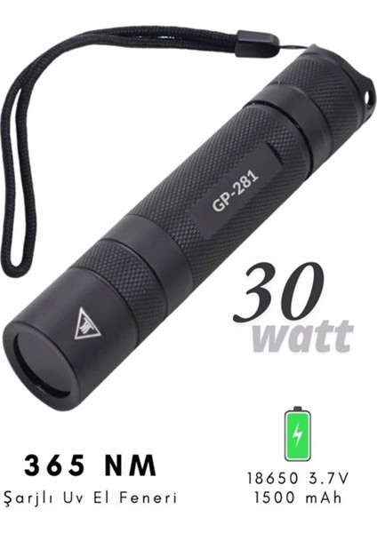 GP-281 Uv Işınlı 365NM 1300MW Hayvan Dışkı Bakteri Para Kontrol Ultraviyole Mor Işıklı Metal Ultraviyole Fener indirimleri
