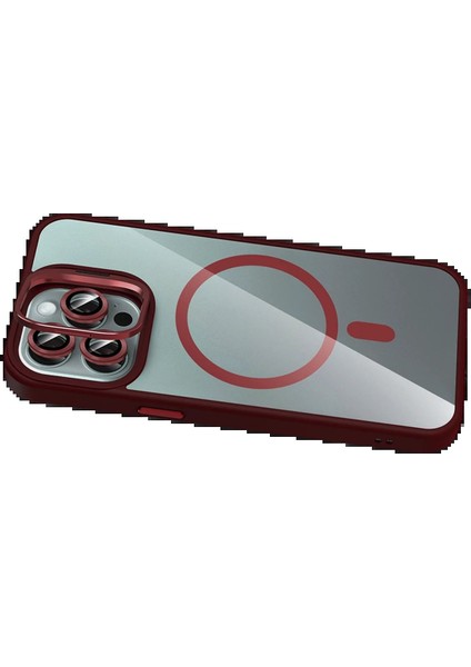 Apple iPhone 14 Pro Max Remim Lensli Magsafe Standlı Kapak - BORDO-(5796) - FEİ5066-5956 fırsatları