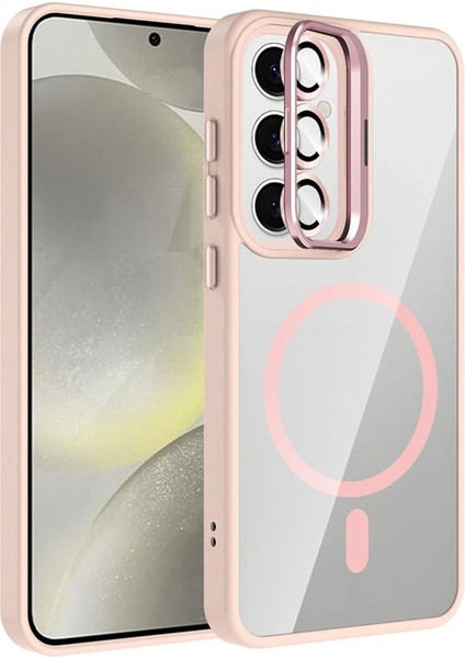 Samsung Galaxy S24 Fe Remim Lensli Magsafe Standlı Kapak - PEMBE-(5796) - FEİ7522-7032