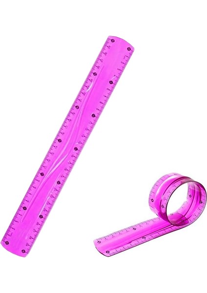 Pembe Esnek Plastik Cetvel Flexy Cetvel Kırılmayan Cetvel 30 cm - 1 Adet
