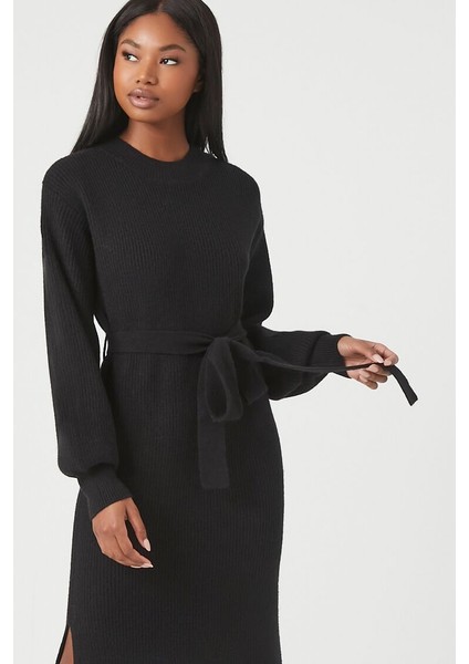 Bağlama Detaylı Midi Triko Elbise