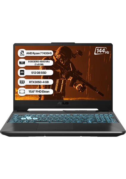 Tuf Gaming A15 FA506NCR-HN033 Amd Ryzen 7 7435HS 8gb 512GB SSD RTX3050-4GB 75W Freedos 15.6" 144Hz Fhd Taşınabilir Bilgisayar