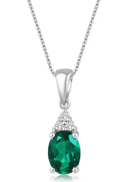 0,58 Karat Pırlanta Zümrüt Kolye