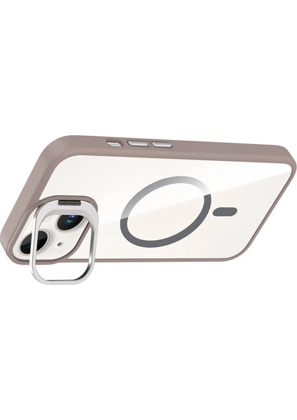 Apple iPhone 14 Remim Lensli Magsafe Standlı Kapak - Titan GRI-(5796) - FEİ6093-4179 modelleri