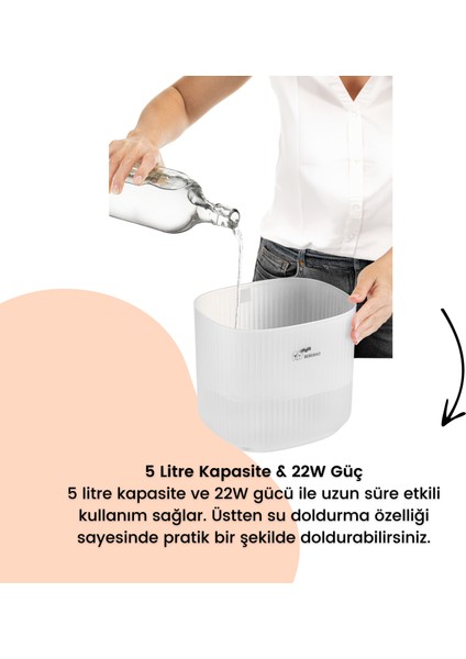 Pufi 5lt Ultrasonik 7 Renkli Buhar Makinesi Hava Oda Ortam Nemlendirici Dokunmatik Panel Aromatik yağ hazneli fırsatları