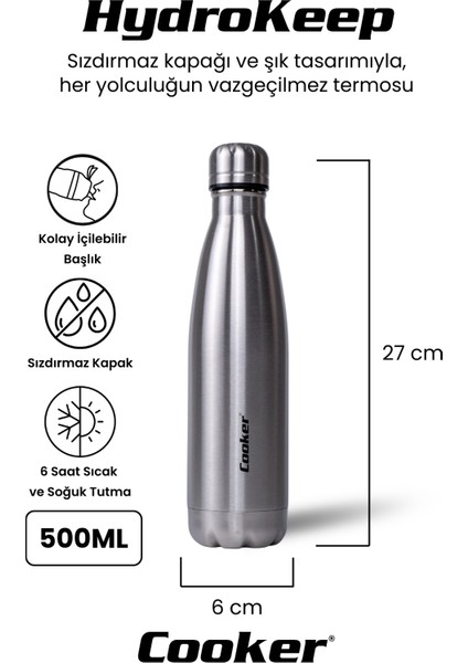 500 ml Paslanmaz Çelik Termos – Çift Kat Yalıtım, 6 Saat Sıcak & 12 Saat Soğuk Tutma fiyatları