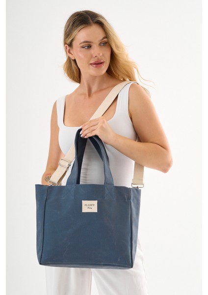 Miranda Büyük Boy Mumlu Kanvas Omuz ve El Çantası / Okul Çantası (En: 32 Boy: 29)