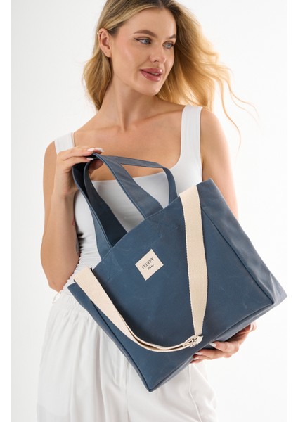 Miranda Büyük Boy Mumlu Kanvas Omuz ve El Çantası / Okul Çantası (En: 32 Boy: 29)