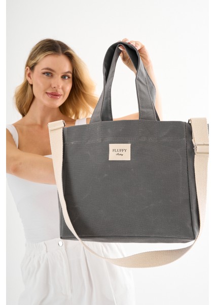 Classic Büyük Boy Mumlu Kanvas Omuz ve El Çantası / Lise ve Üniversite Okul Çantası(En: 32 Boy: 29)