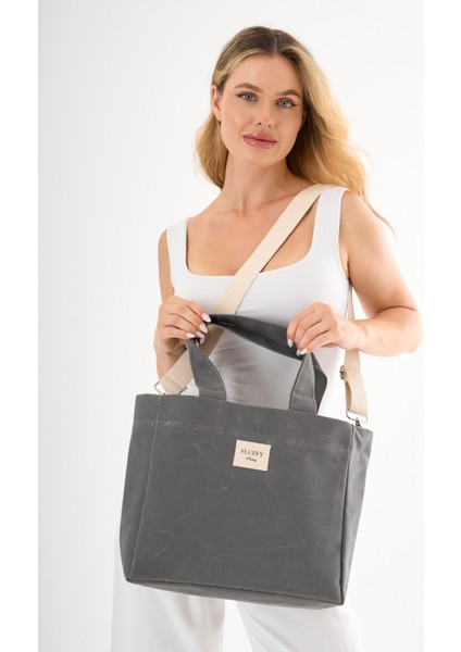 Classic Büyük Boy Mumlu Kanvas Omuz ve El Çantası / Lise ve Üniversite Okul Çantası(En: 32 Boy: 29)