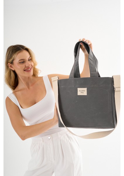 Classic Büyük Boy Mumlu Kanvas Omuz ve El Çantası / Lise ve Üniversite Okul Çantası(En: 32 Boy: 29)