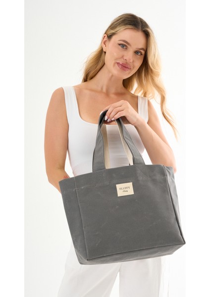 Classic Büyük Boy Mumlu Kanvas Omuz ve El Çantası / Lise ve Üniversite Okul Çantası(En: 32 Boy: 29)