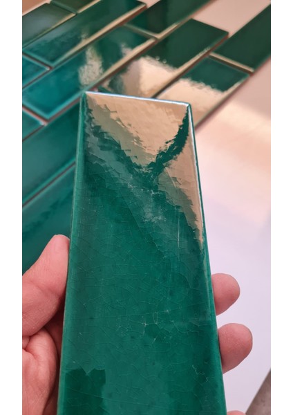 7x21 Cm Düz Yeşil Çini Seramik
