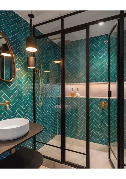 7x21 Cm Düz Yeşil Çini Seramik