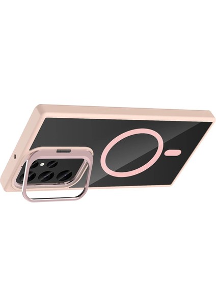 Samsung Galaxy S23 Ultra Remim Lensli Magsafe Standlı Kapak - PEMBE-(5796) - FEİ5840-9337 modelleri
