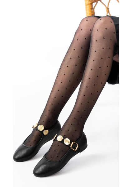 İNF-6363 Siyah Baret Tokalı Günlük Bayan Ayakkabı