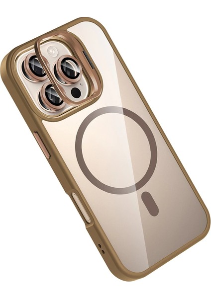 Apple iPhone 16 Pro Remim Lensli Magsafe Standlı Kapak - KAHVERENGI-(5796) - FEİ9545-4047 fırsatları