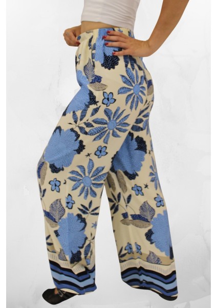 Beli Lastikli Rahat Kesim Viskon Kumaş Bol Paça Kadın Pantolon fırsatları