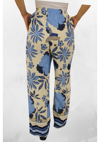 Beli Lastikli Rahat Kesim Viskon Kumaş Bol Paça Kadın Pantolon indirimleri