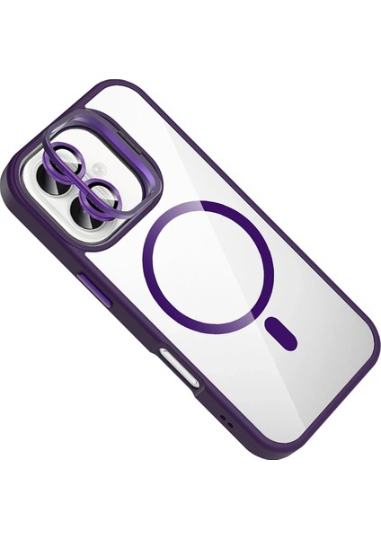Apple iPhone 16 Plus Remim Lensli Magsafe Standlı Kapak - Derin MOR-(5796) - FEİ1818-6077 modelleri