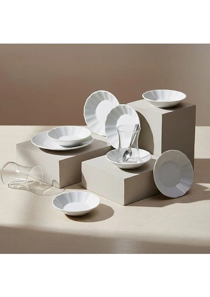 6 Adet Güral Porselen Acem Çay Tabağı Seti Bardak Altlığı