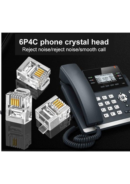 6P4C RJ11 4 Pinli Konnektör 4pinli Telefon Kablo Ucu 100'LÜ Paket indirimleri