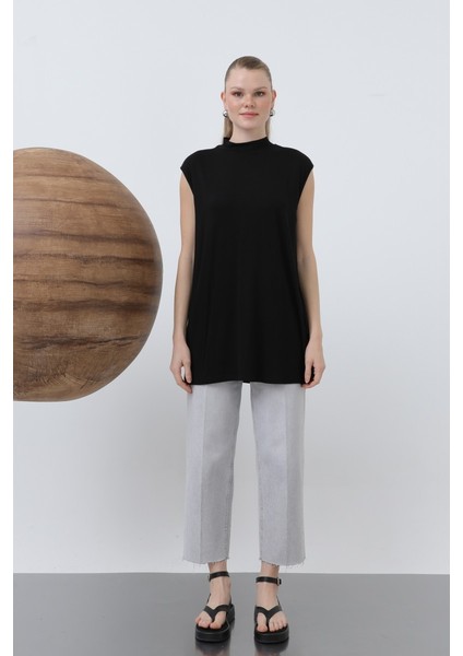 Kadın 40006 Kolsuz Bisiklet Yaka Tunik Boy Içlik