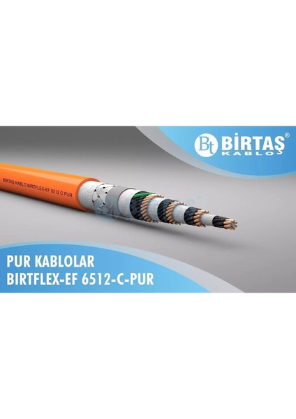 EF6512-CPUR-4X0.75 ,kesit 0.25MM² 3-Damar/çok Telli Blendajlı Ağırşart Hareketli Pur Kablo