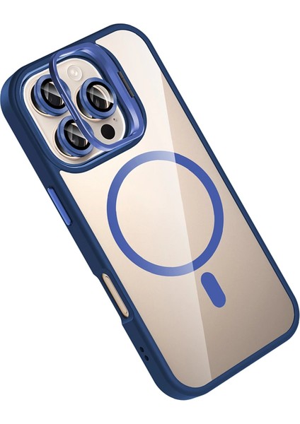 Apple iPhone 16 Pro Max Remim Lensli Magsafe Standlı Kapak - LACIVERT-(5796) - FEİ4464-9423 modelleri