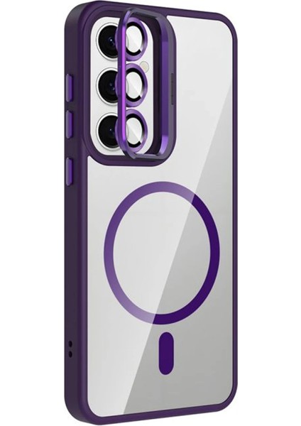 Samsung Galaxy S25 Remim Lensli Magsafe Standlı Kapak - Derin MOR-(5796) - FEİ7430-6734 modelleri