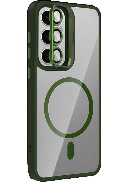 Samsung Galaxy S25 Remim Lensli Magsafe Standlı Kapak - Koyu YEŞIL-(5796) - FEİ2466-2059 fiyatları