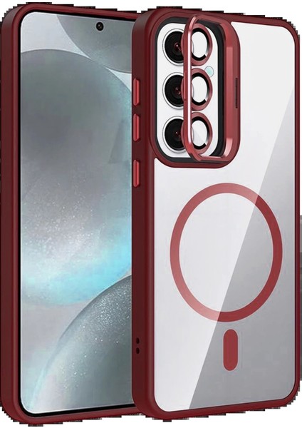 Samsung Galaxy S24 Fe Remim Lensli Magsafe Standlı Kapak - BORDO-(5796) - FEİ3401-5178