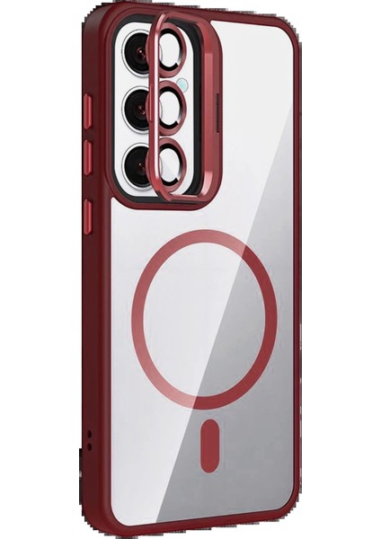 Samsung Galaxy S24 Fe Remim Lensli Magsafe Standlı Kapak - BORDO-(5796) - FEİ3401-5178 fiyatları