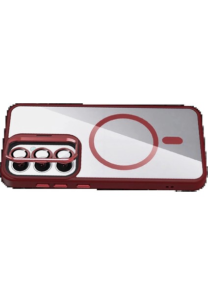 Samsung Galaxy S24 Fe Remim Lensli Magsafe Standlı Kapak - BORDO-(5796) - FEİ3401-5178 modelleri