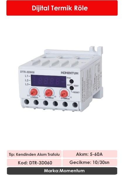Dijital Termik 5-60A 10/30SN DTR-3D060 fiyatları