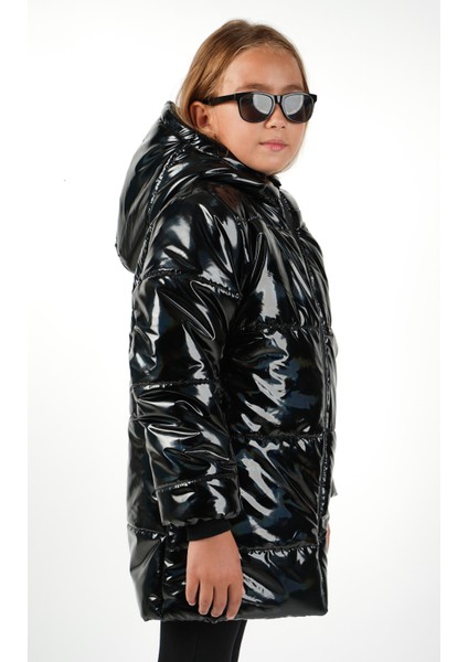 Parlak Kız Çocuk Kapüşonlu Suve Rüzgar Geçirmez Içi Mor Kürklü Mont fırsatları