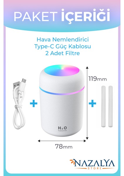 H2O 300 ml Ulrasonik Hava Nemlendirici ve Aroma Difüzörü fiyatları