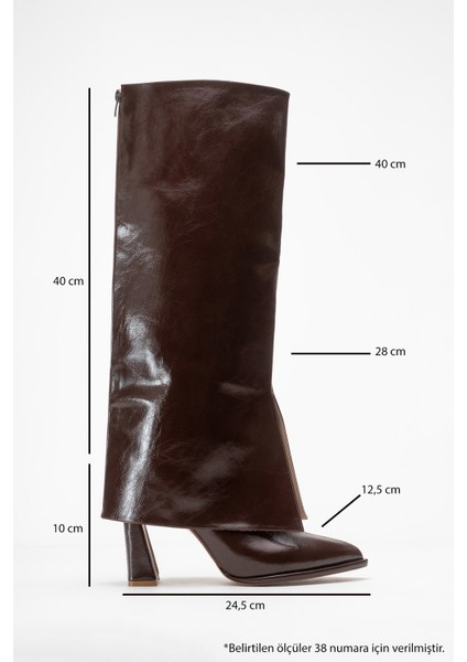 Aja Kahverengi Kadın Kalın Topuklu Çizme Olabilen Bot