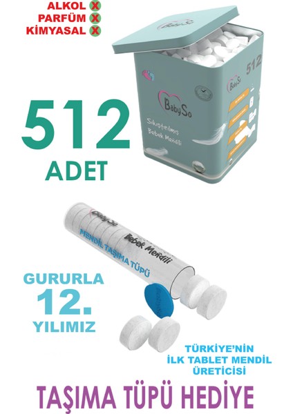 Sıkıştırılmış Bebek Mendili 512 Adet