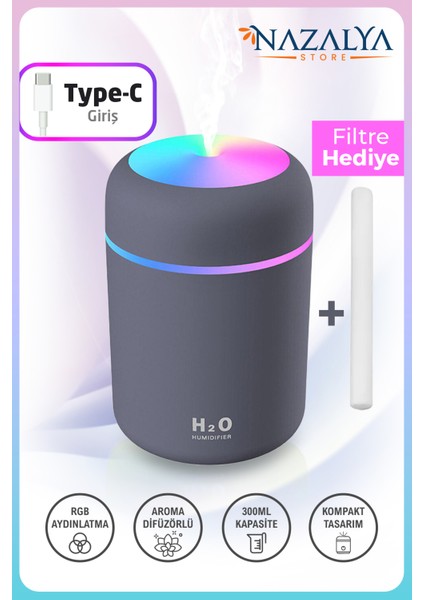 H2O 300 ml Ulrasonik Hava Nemlendirici ve Aroma Difüzörü