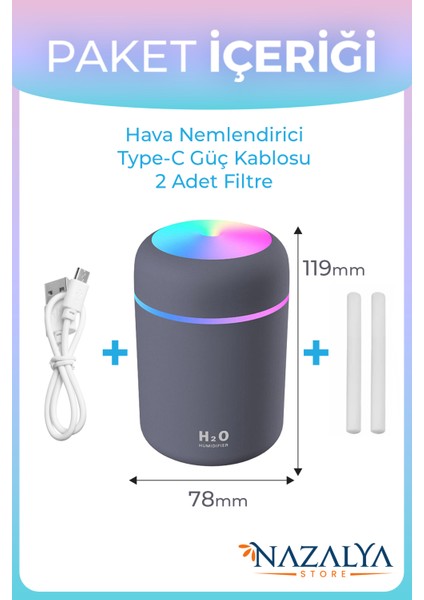 H2O 300 ml Ulrasonik Hava Nemlendirici ve Aroma Difüzörü fiyatları