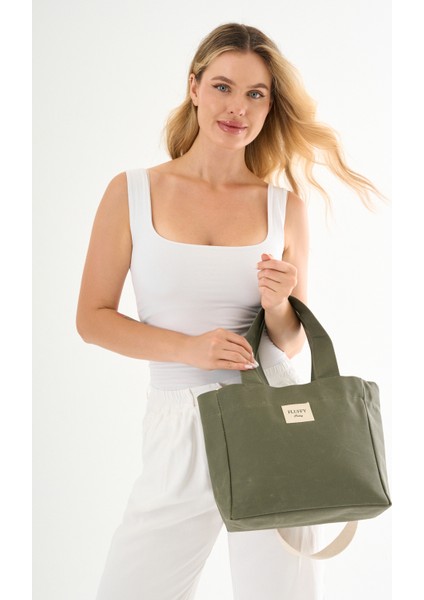 Green Tea Mumlu Kanvas Su Geçirmez Kadın Omuz El Çantası Lise ve Üniversite Okul Çantası(En:28 Boy:25)