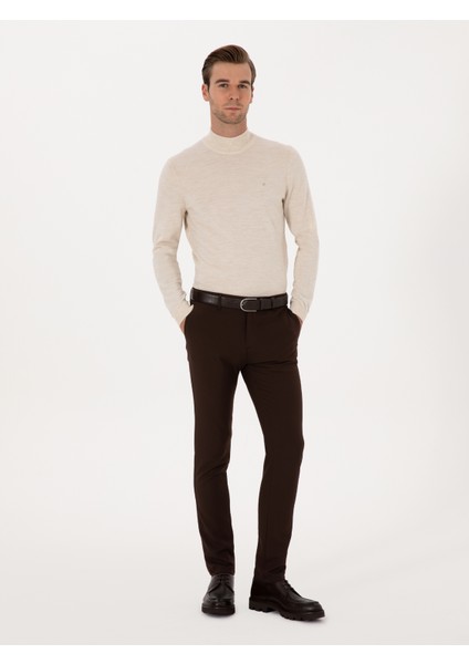 Erkek Kahverengi Slim Fit Kanvas Pantolon 50319449-VR029