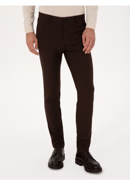 Erkek Kahverengi Slim Fit Kanvas Pantolon 50319449-VR029