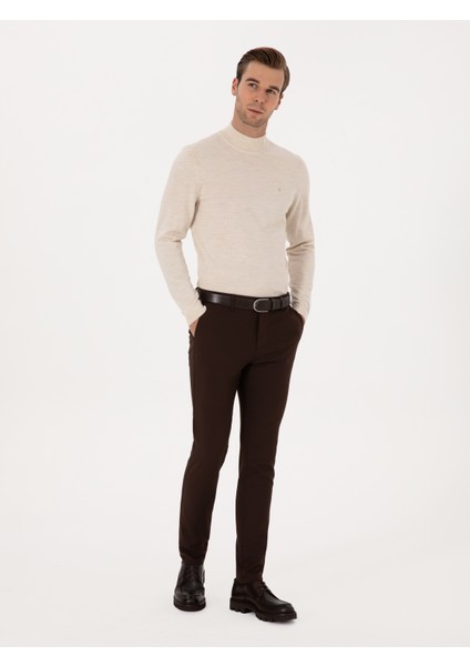 Erkek Kahverengi Slim Fit Kanvas Pantolon 50319449-VR029