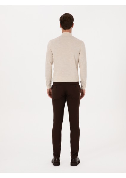 Erkek Kahverengi Slim Fit Kanvas Pantolon 50319449-VR029