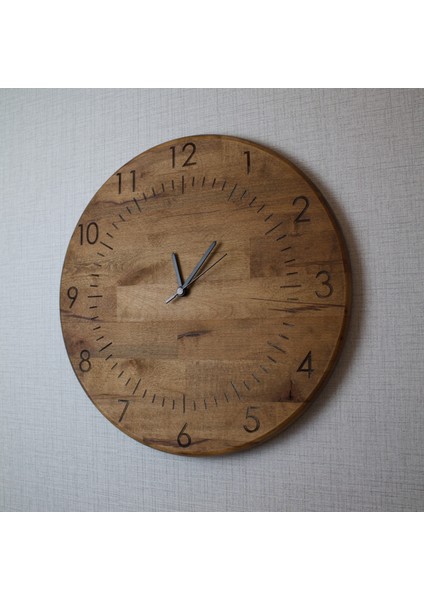 El Yapımı Ahşap Duvar Saati 16.5 Inch (42 Cm) - Sessiz Mekanizma - Ceviz Rengi Gürgen Ağacı modelleri