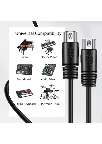 5 Pin Dın Erkek Erkek Midi Kablo Midi Ses Uzatma Kablosu 1.5m fırsatları