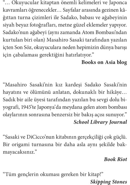 Sadako: Sadako Sasaki Ile Kağıttan Bin Turnanin Gerçek Hikayesi