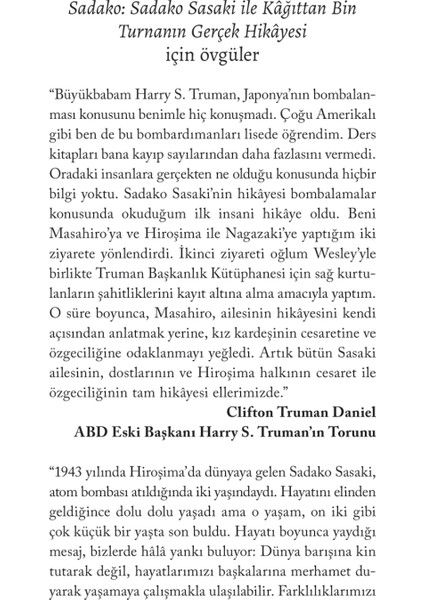 Sadako: Sadako Sasaki Ile Kağıttan Bin Turnanin Gerçek Hikayesi
